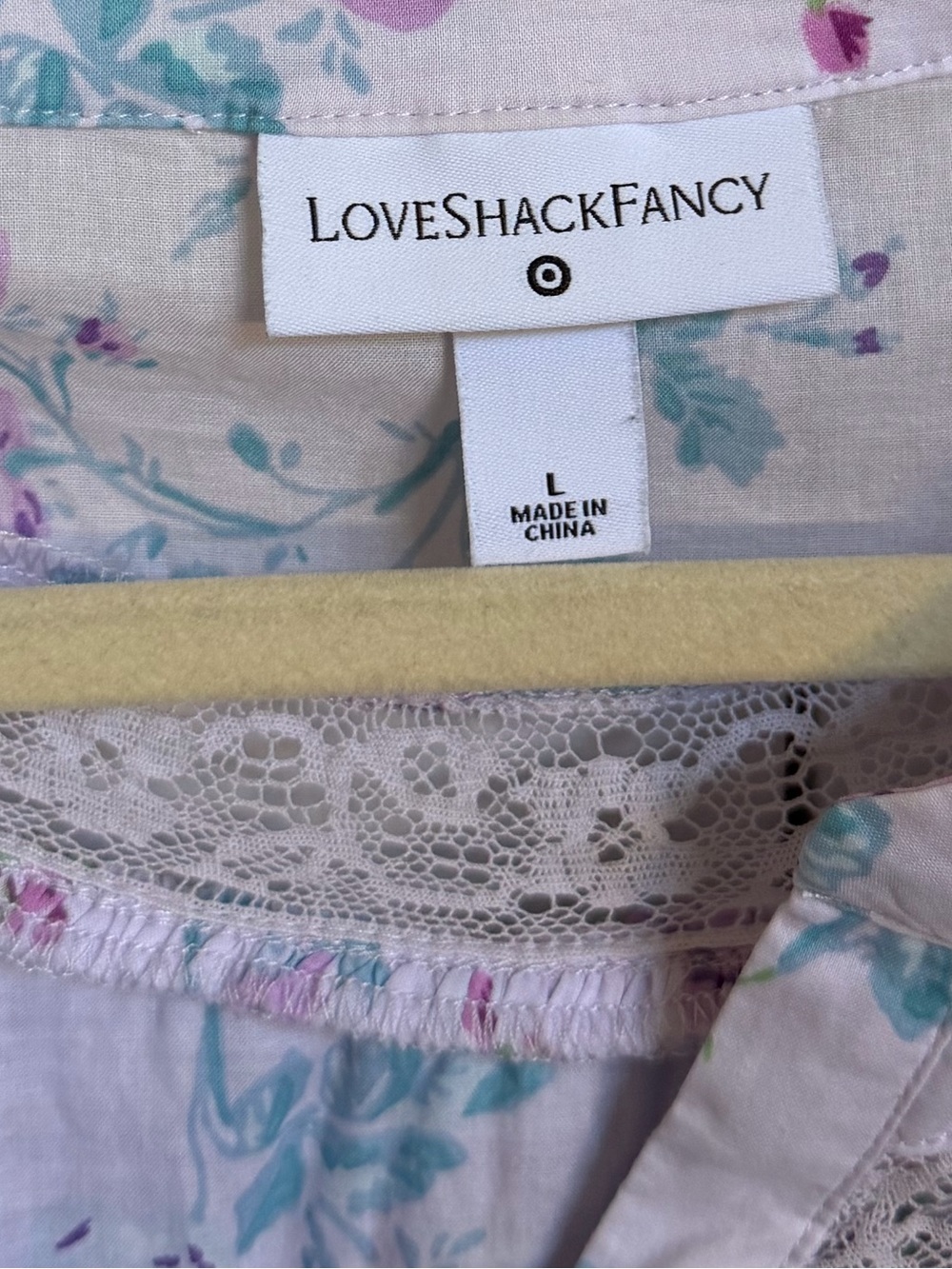 LoveShackFancy Lavender Floral Ruffle Mini Dress Size Large Cottagecore - Picture 7 of 8